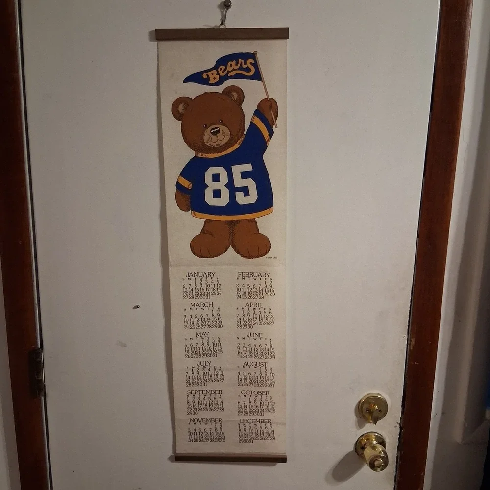 Vintage 1985‎ Teddy Bear Felt Wall Calendar Kitsch Cute!